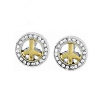 Silver And Gold Peace Mini Post Earrings