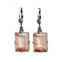 Champagne Rectangle Crystal Earring By La Vie Parisienne