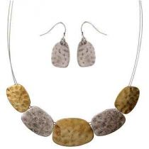 Mixed Metal Wire Necklace & Earring Set
