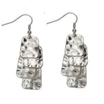 Matte Silver Hammered Anna Squares Earrings