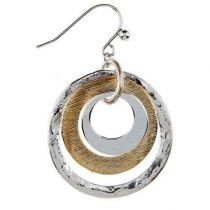 Textured Triple Ring Two Tone Earring