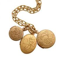 Antique Gold Triple Locket Necklace By La Vie Parisienne