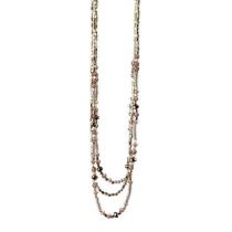 Pewter Triple Strand Beaded Necklace
