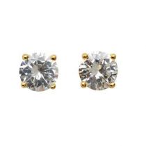 7mm Gold Tone Round Cz Earrings