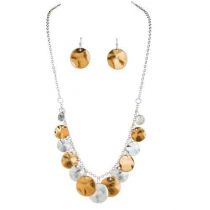 Two Tone Layered Discs Necklace Set By Rain Jewelry