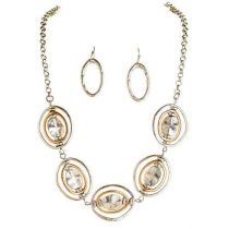 Two Tone Metal Orbits Chain Necklace Set By Rain Jewelry