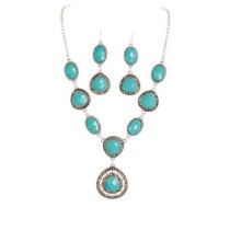 Silver Turquoise Y Necklace Set By Rain Jewelry