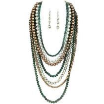 Multi Patina Ball Layered Necklace Set By Rain Jewelry
