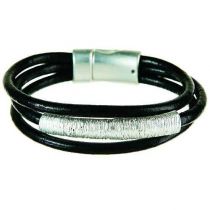 Silver Black Tube Bracelet By Rain Jewelry