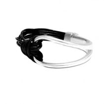 Black Leather Silver Infinity Bracelet