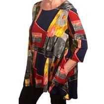 Navy With Brights Abstract Print Pocket Tunic By Caribe
