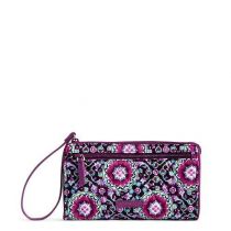 Rfid Front Zip Wristlet In Lilac Medallion