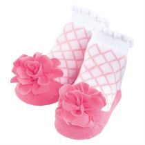 Pink Lattice Flower Socks