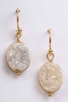 White Druzy French Wire Earrings
