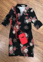Black Floral Print Collar Dress