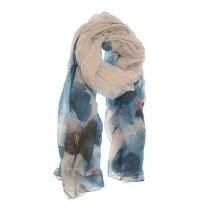 Turquoise Watercolor Border Scarf By Joy Accessories