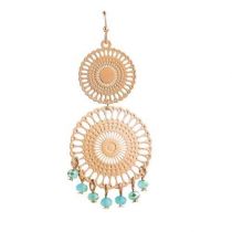 *gold Two Circle Blue Bead Earring By Rain Jewelry