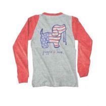 Vintage Usa Pup Raglan Tee In Grey & Red By Puppie Love