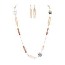 Multimetal Rectangles Necklaceset By Rain Jewerly