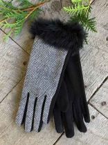 Black Fur Trimmed Gloves