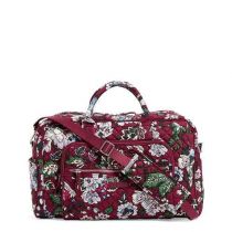 Iconic Compact Weekender Travel Bag In Bordeaux Blooms