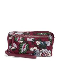 Iconic Rfid Front Zip Wristlet In Bordeaux Blooms