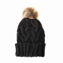 Black Cable Knit Pom Pom Hat By Joy Susan