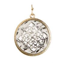 Silver & Gold Circle In Squareearring