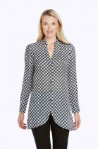 Marvey Sketched Gingham Tunic Blouse