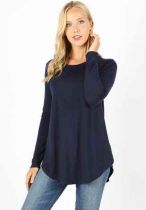 Navy Long Sleeve Curved Bottomtop