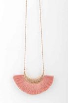 Dusty Pink Fringe Pendant Necklace