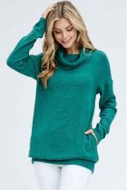 Hillary Hunter Green Cowl Sweater