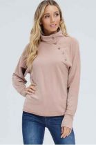 Ava Side Button Cowl Sweater Knit Top