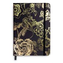 Dotted Journal In Vines Floral Black Gold