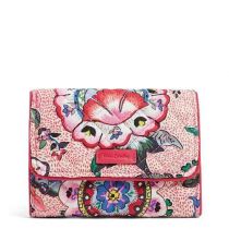 Iconic Rfid Riley Compact  Wallet In Stitched Flowers