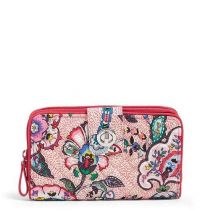 Iconic Rfid Turnlock Wallet In Stitched Flowers
