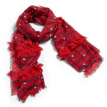 Oblong Ruffle Scarf In Stitched Vines