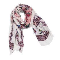 Soft Fringe Scarf In Stitched Flowers