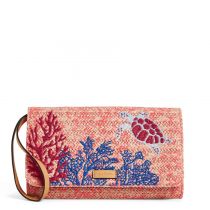 Straw Beach Wristlet In Scarlet Coral