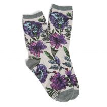 Lavender Canvas Crew Socks In Orchid Gray